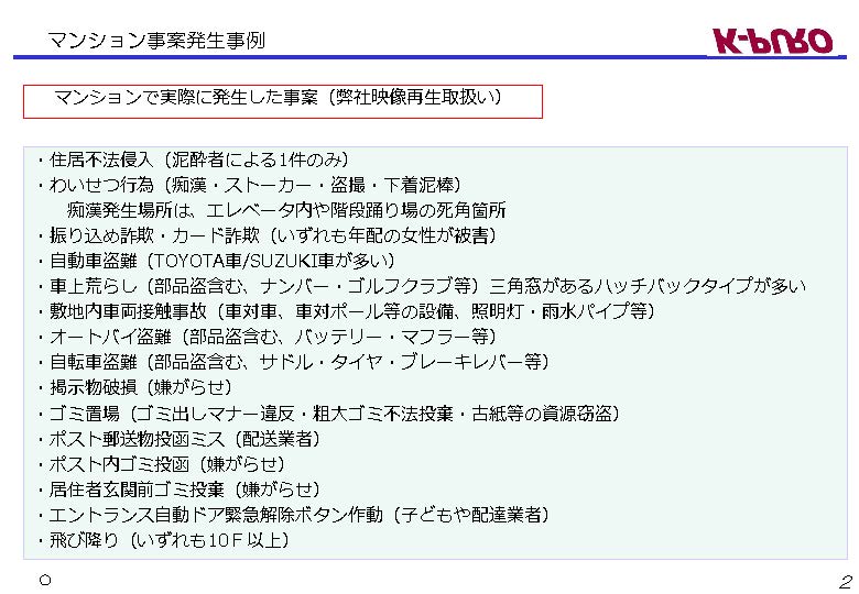 マンション事案発生事例